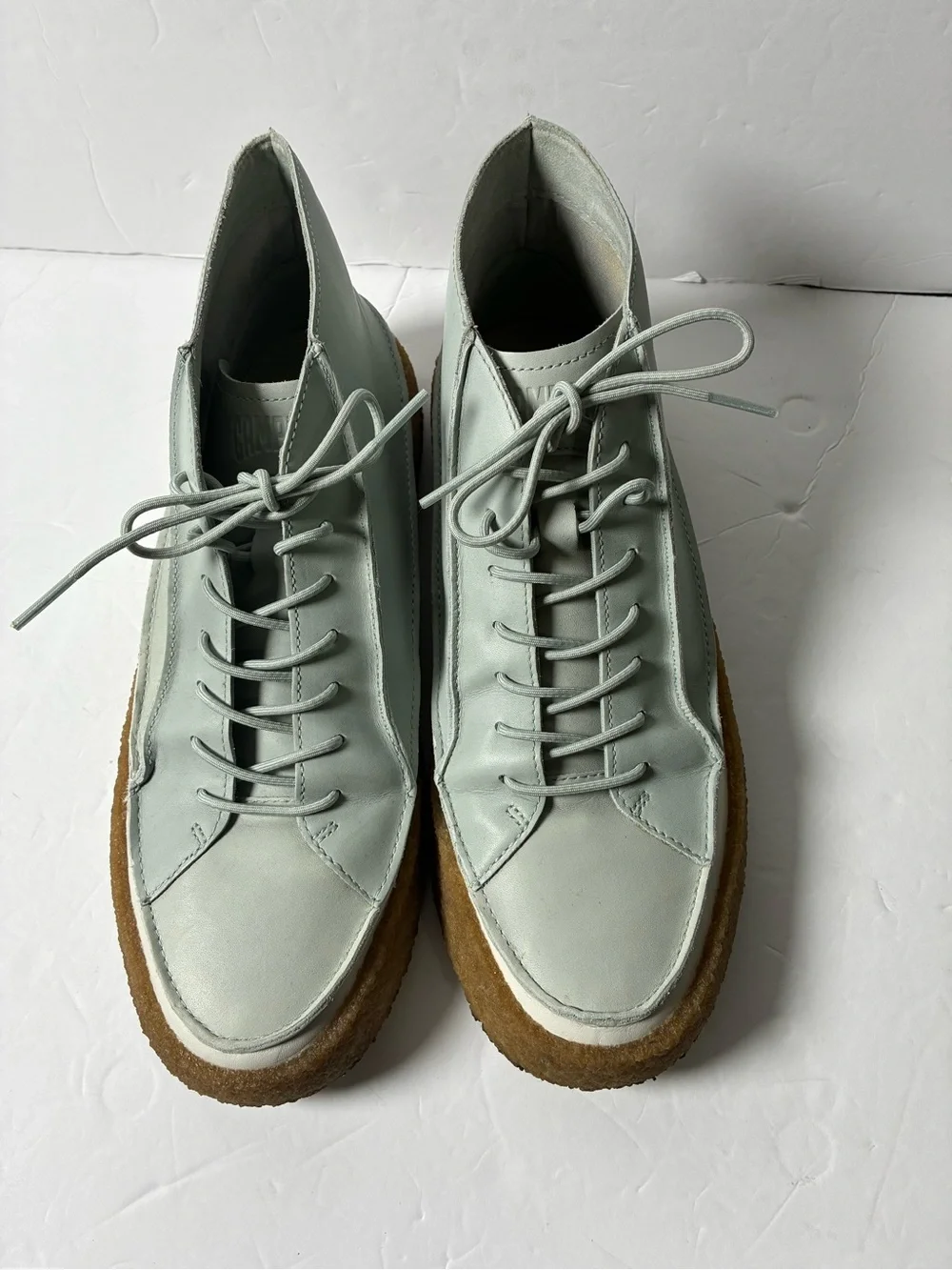 Camper Men's Mint Green Leather Chukka Boots with Crepe Sole